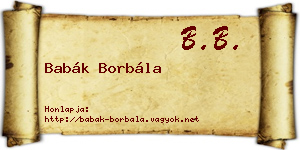 Babák Borbála névjegykártya